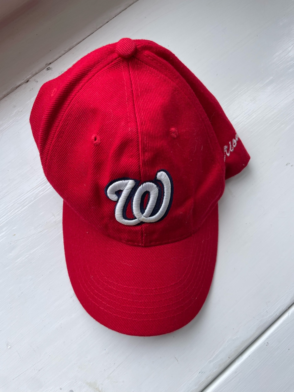 Red Washington Nationals Baseball Cap with Embroidered 'W' Logo